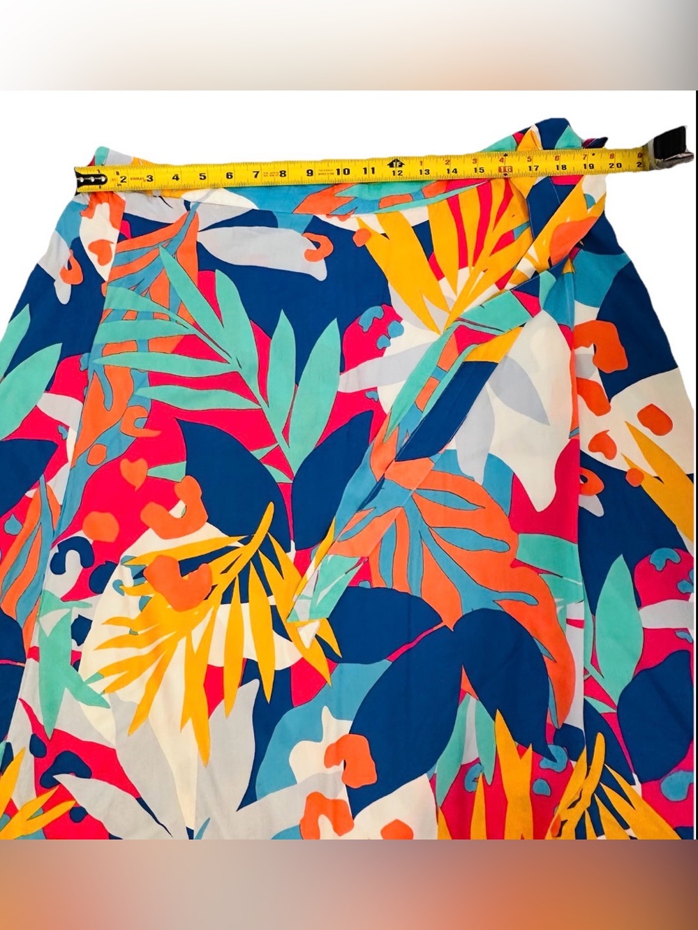 JCrew Factory Tropical Faux Wrap Skirt XXL 100% Viscose Elastic Waist Vibrant - Picture 6 of 6